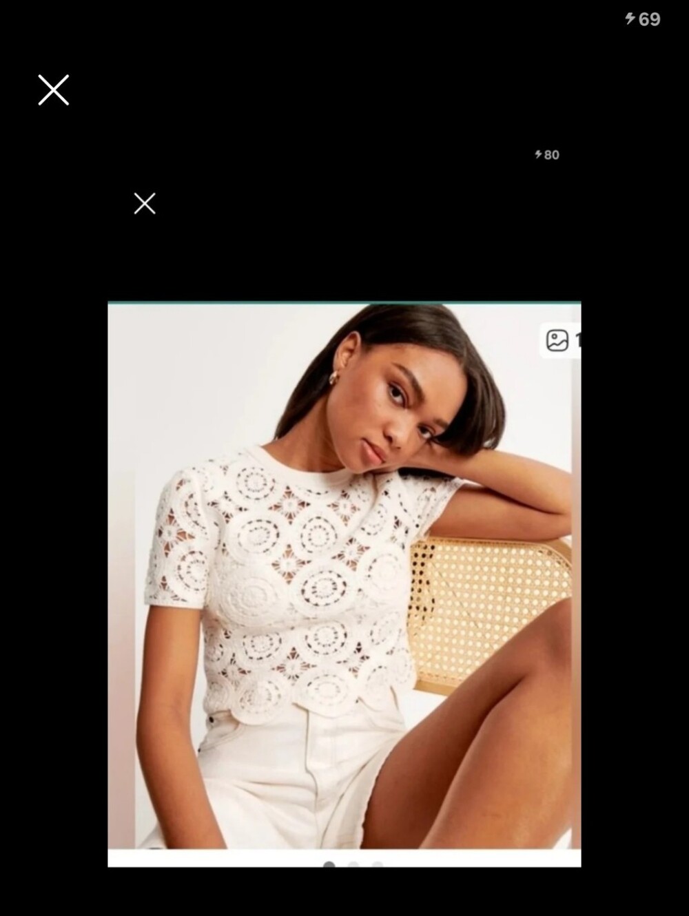 Abercrombie & Fitch cropped crocheted mosaic tee top